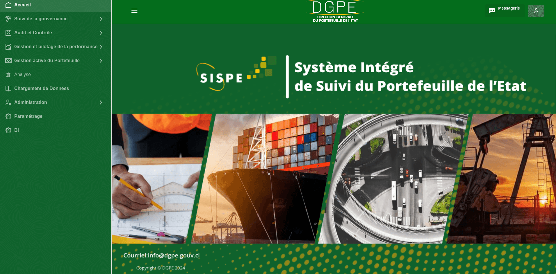 SISPE — page d'accueil du portail DGPE