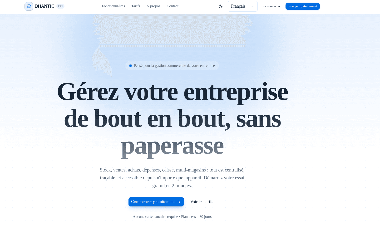 BHANTIC ERP — public landing page